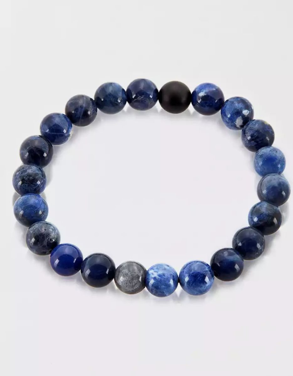 Bijoux American Eagle Natural Stone Beaded Bracelet Indigo Foncé Homme | EWE-84770522